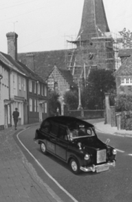 The Happy Couple Left the Church in a Vintage Taxi